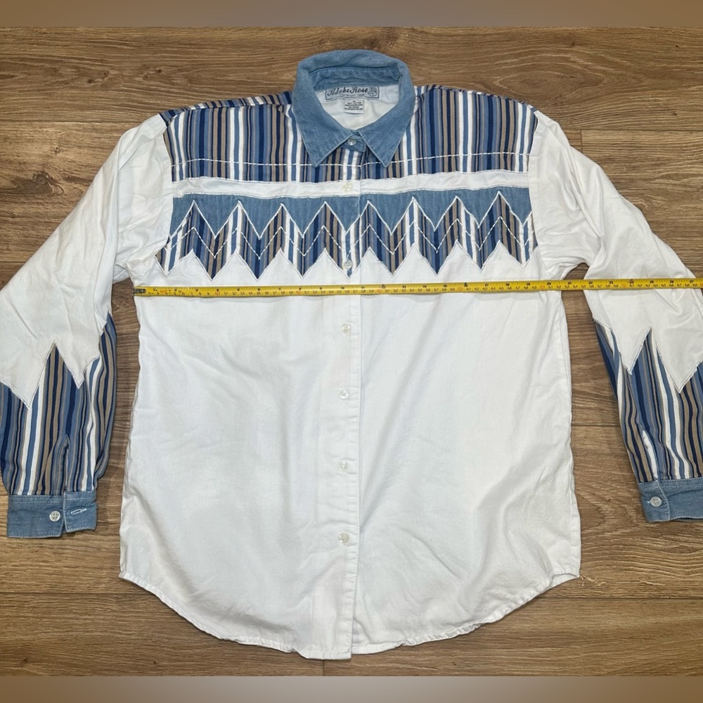 Vintage 90s Adobe Rose Western Aztec Flip Cuff Button Down Shirt Womens Medium